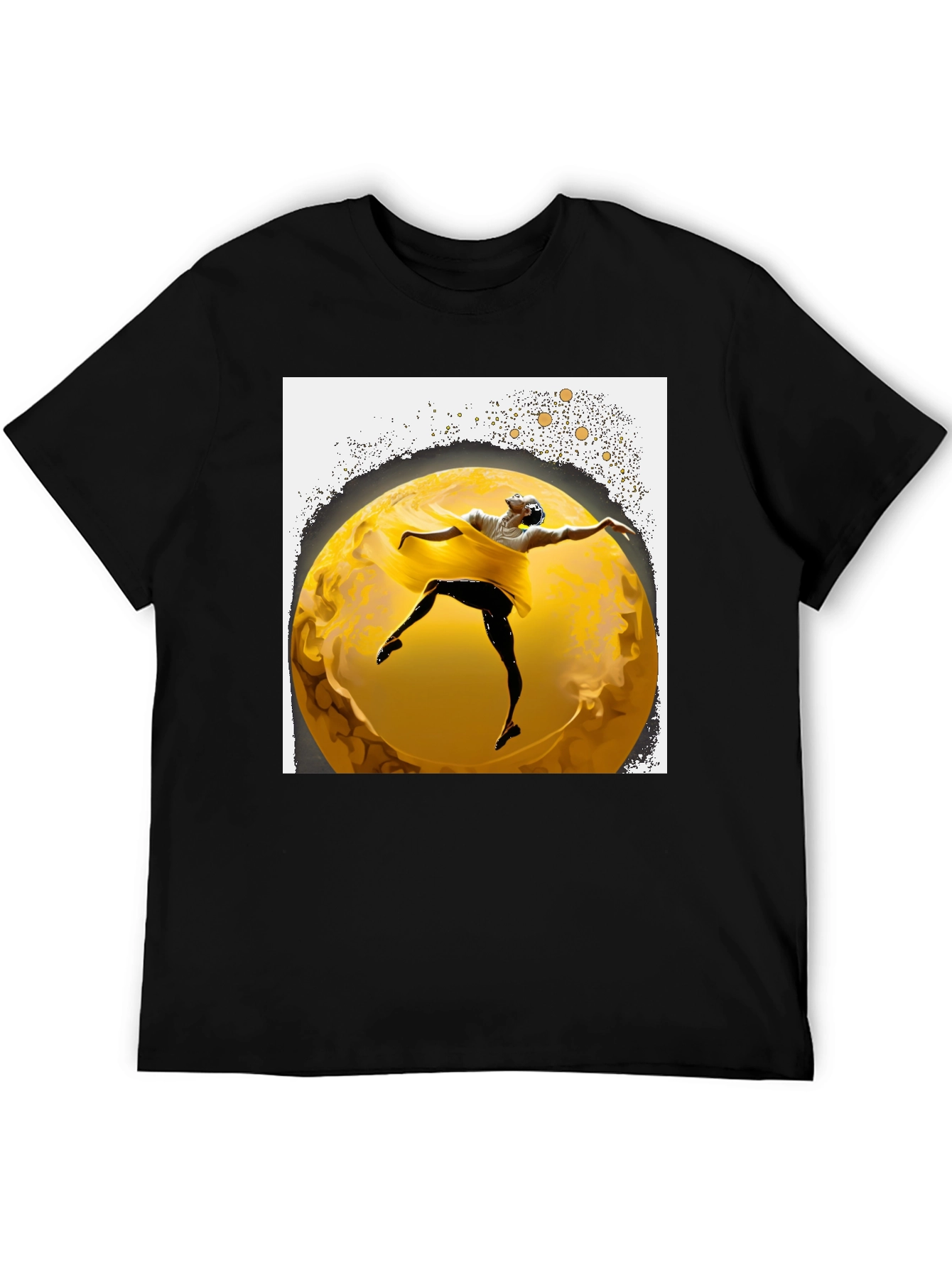 Ballerina Moon Graphic Tee - Stylish Mens Black T-Shirt