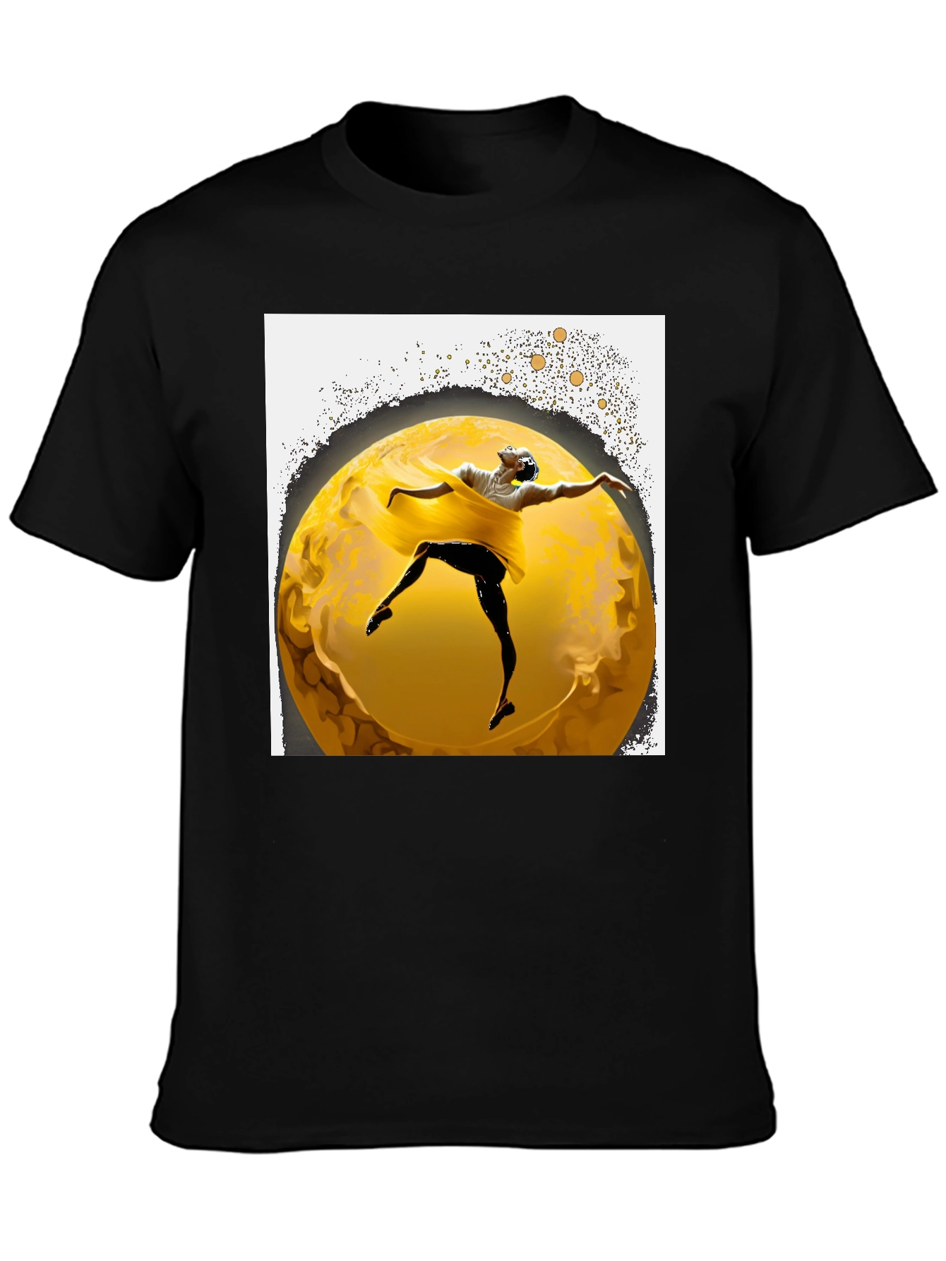 Ballerina Moon Graphic Tee - Stylish Mens Black T-Shirt