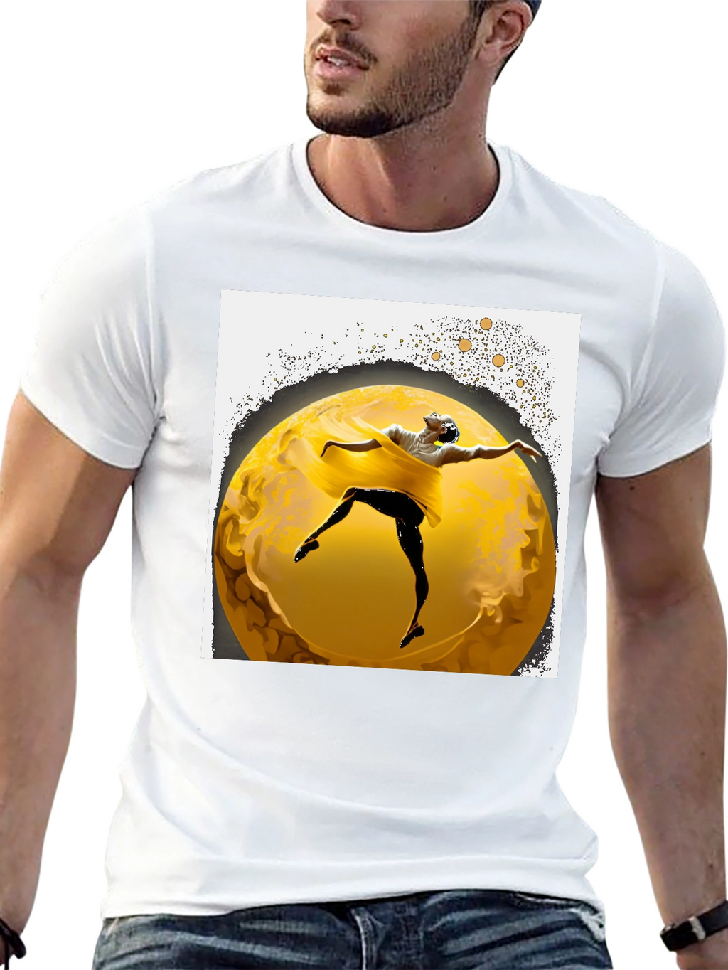 Ballerina Moon Graphic Tee - Stylish Mens Black T-Shirt