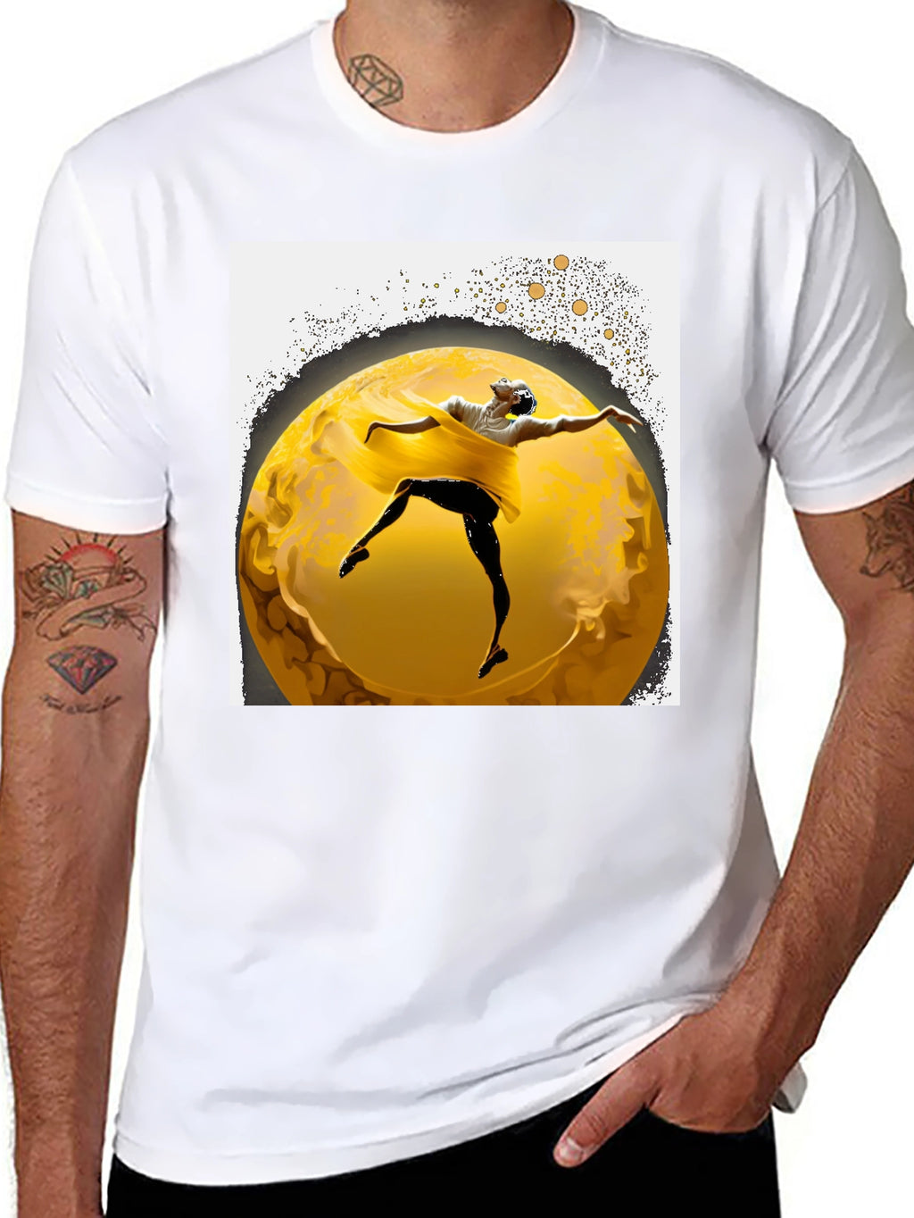 Ballerina Moon Graphic Tee - Stylish Mens Black T-Shirt