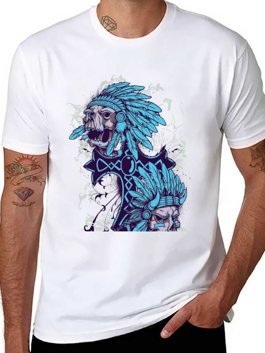 Skull Chief Graphic Tee - Black Cotton T-Shirt