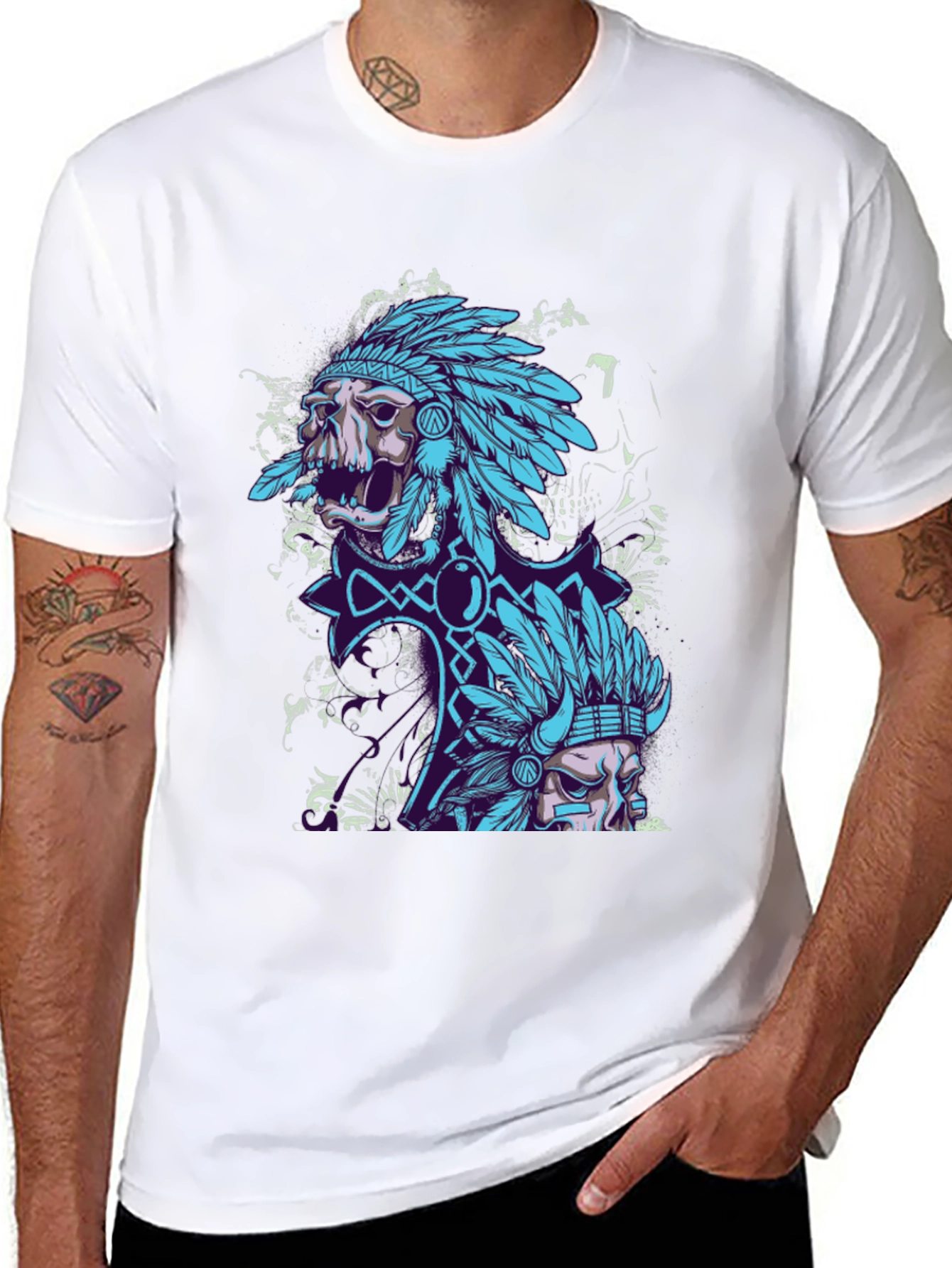 Skull Chief Graphic Tee - Black Cotton T-Shirt