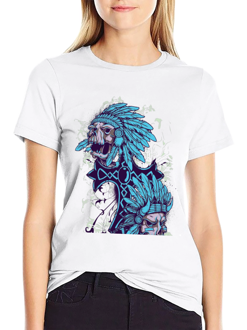 Skull Chief Graphic Tee - Black Cotton T-Shirt