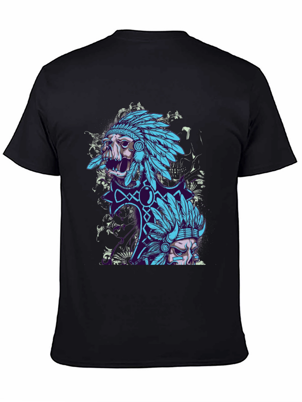 Skull Chief Graphic Tee - Black Cotton T-Shirt