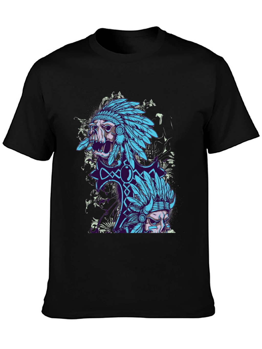 Skull Chief Graphic Tee - Black Cotton T-Shirt