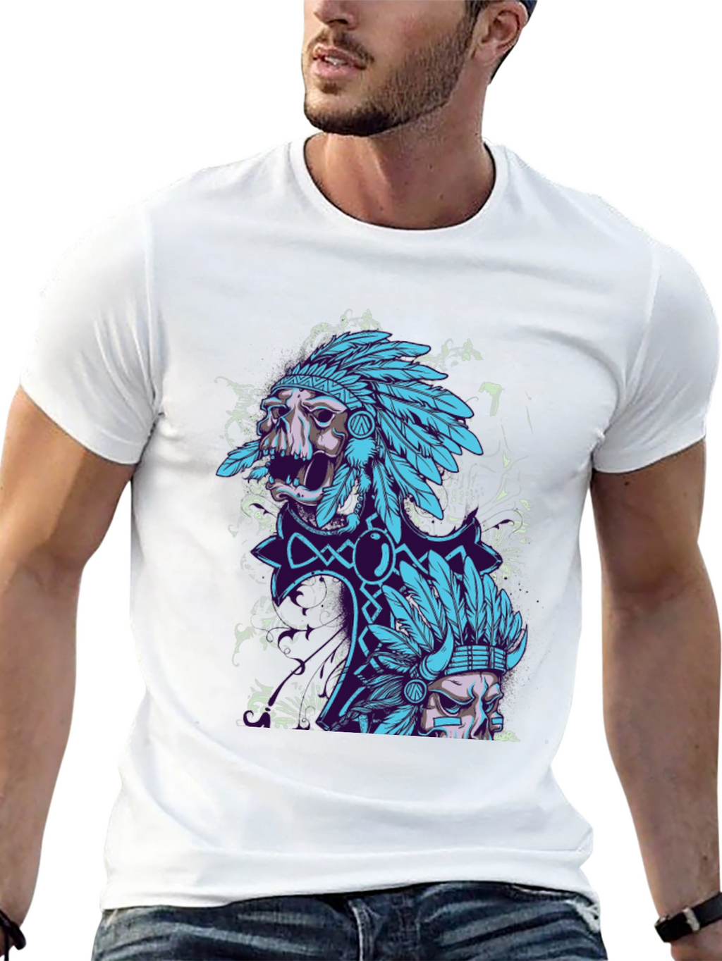 Skull Chief Graphic Tee - Black Cotton T-Shirt