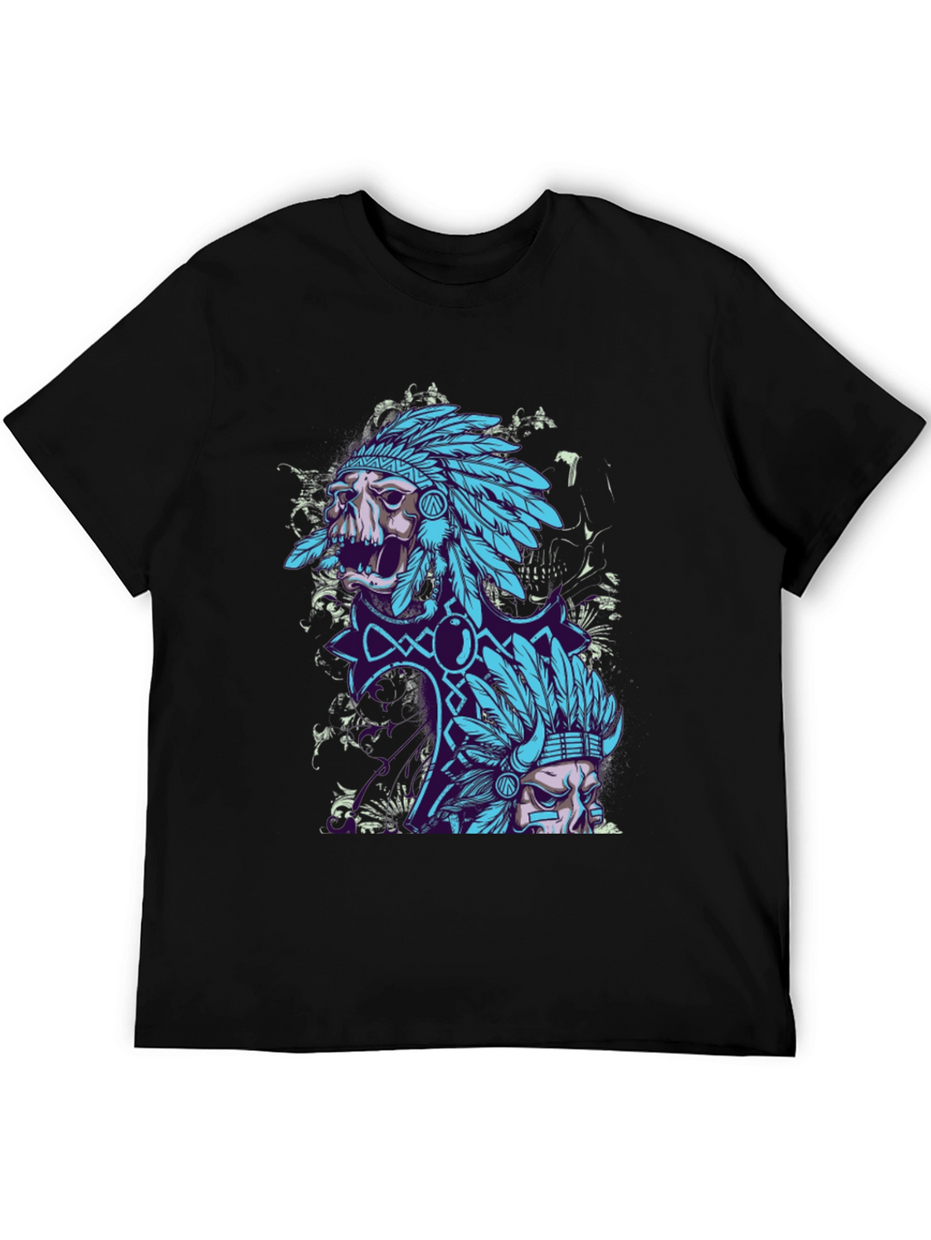 Skull Chief Graphic Tee - Black Cotton T-Shirt