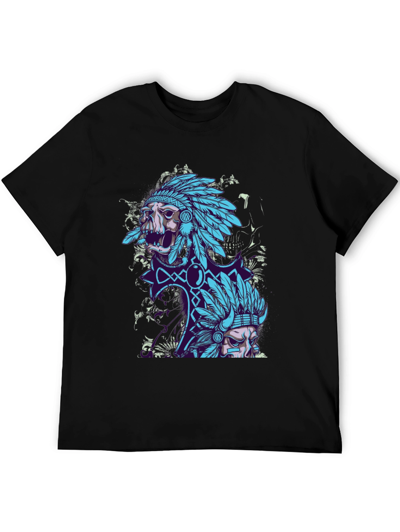 Skull Chief Graphic Tee - Black Cotton T-Shirt