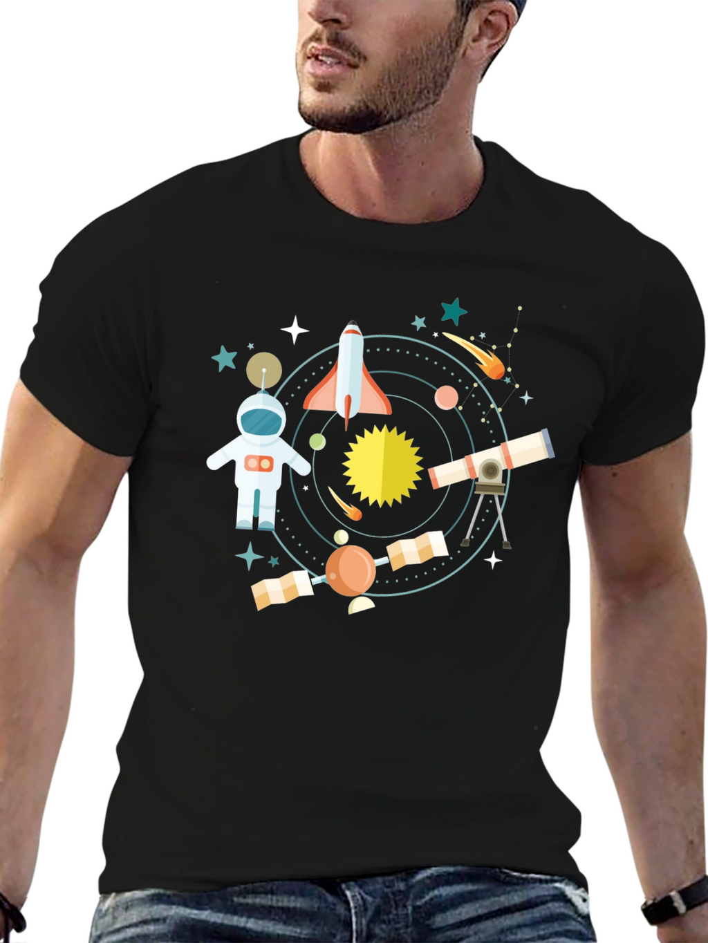 Space Adventure Black T-Shirt