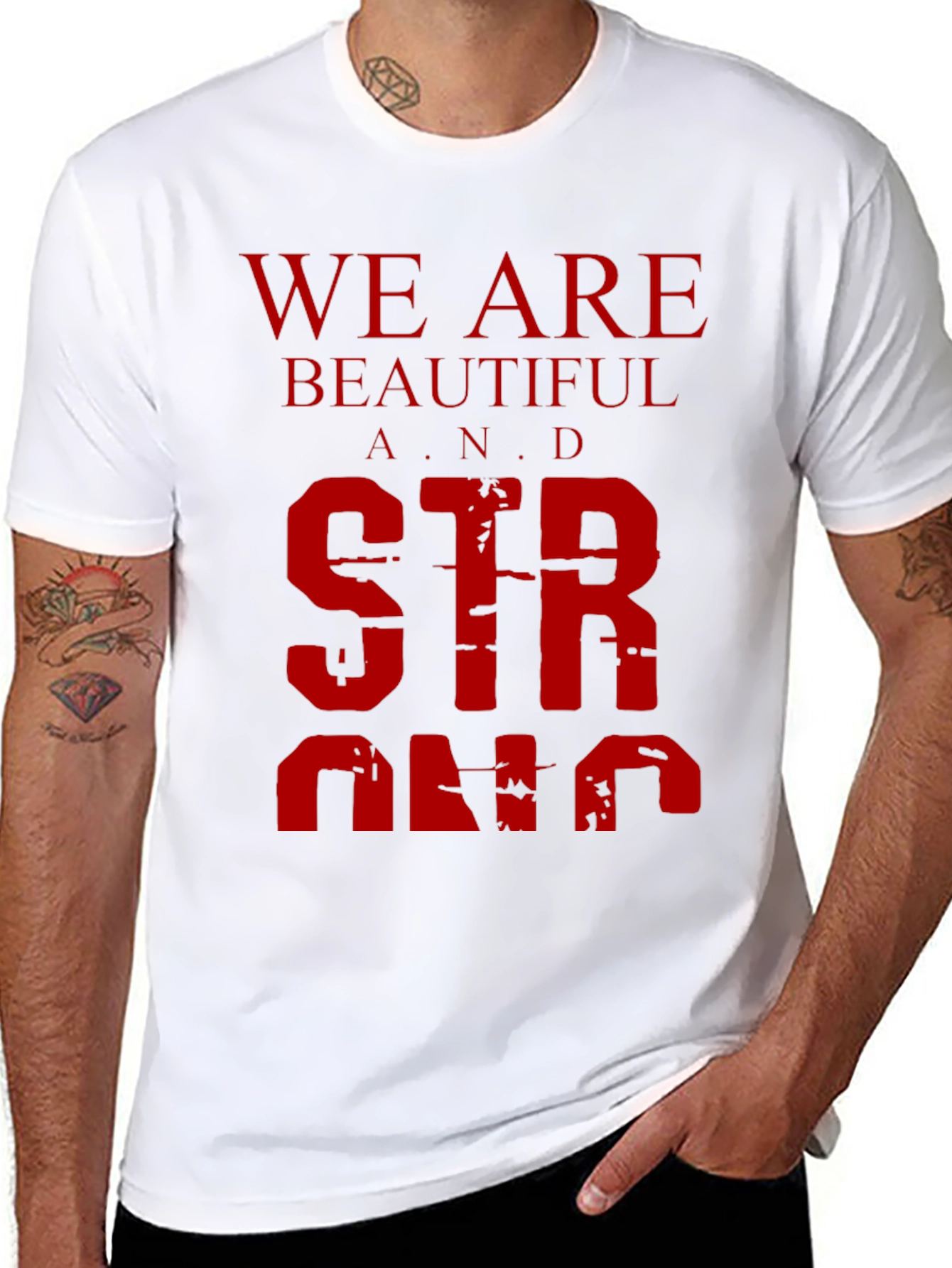 We Are Beautiful and Strong Graphic Tee - Black