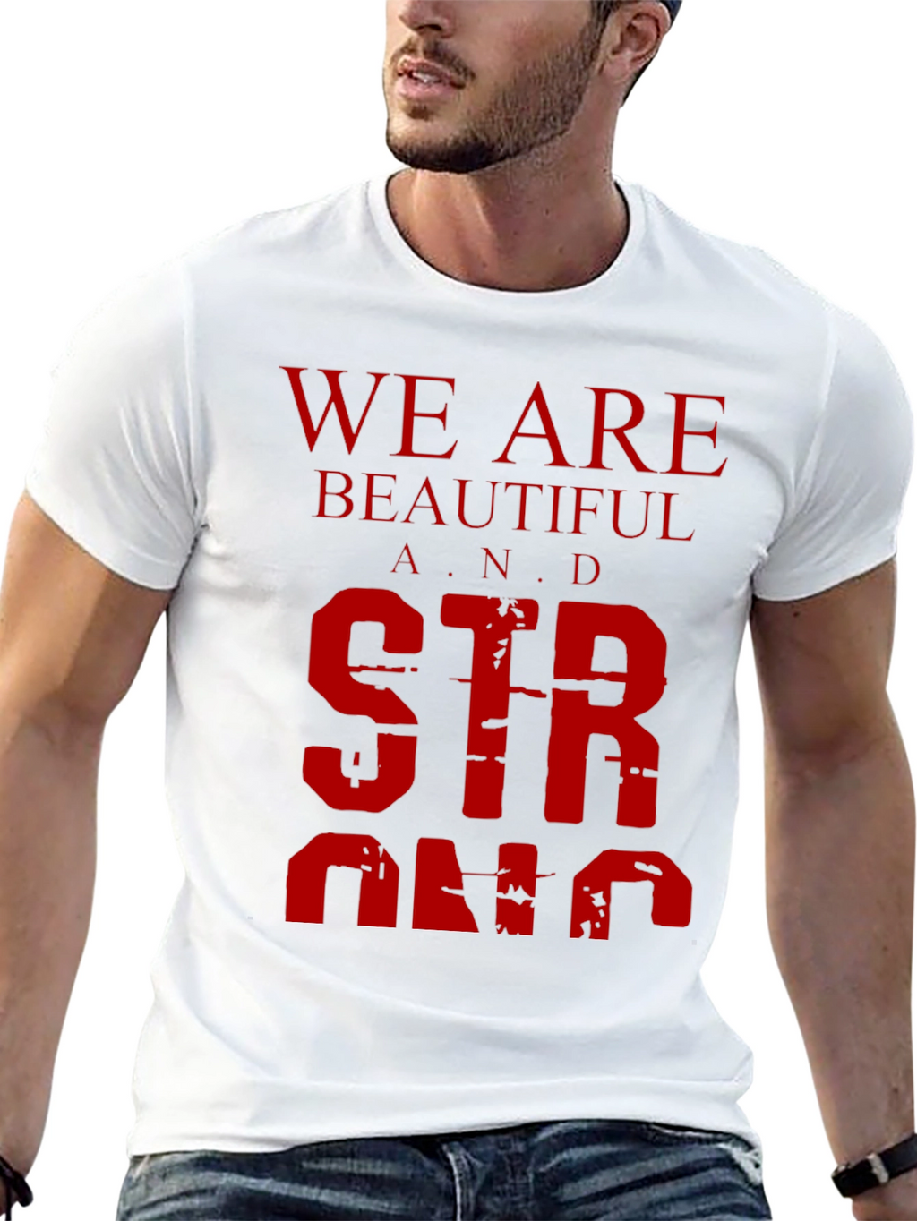 We Are Beautiful and Strong Graphic Tee - Black