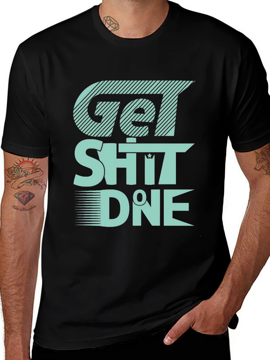 Get Sh*t Done Graphic Tee - Black Cotton T-Shirt