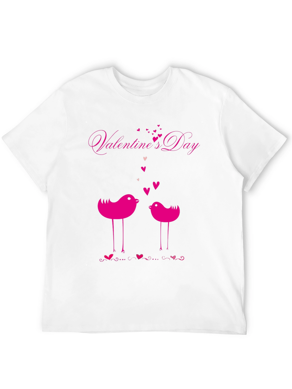 Valentines Day Birds Black T-Shirt