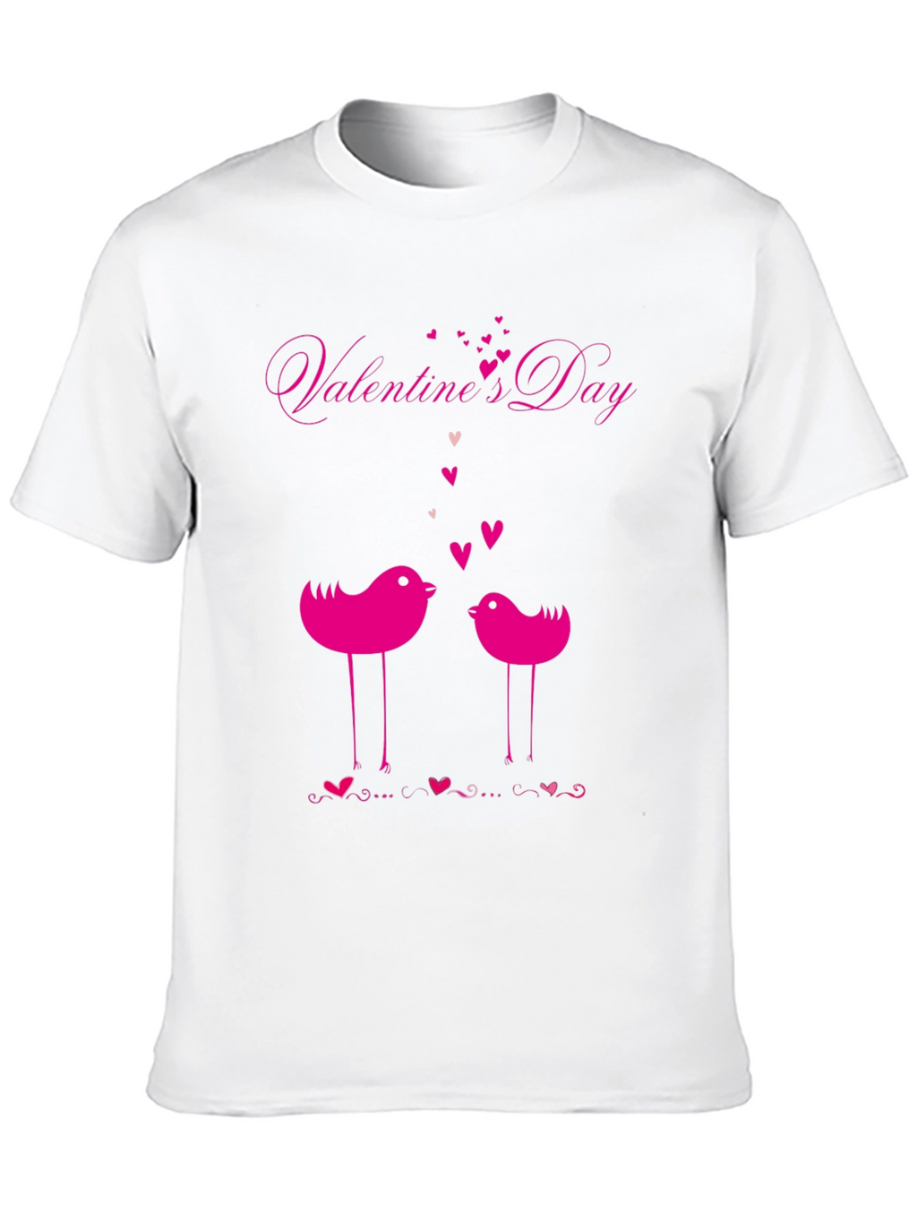 Valentines Day Birds Black T-Shirt