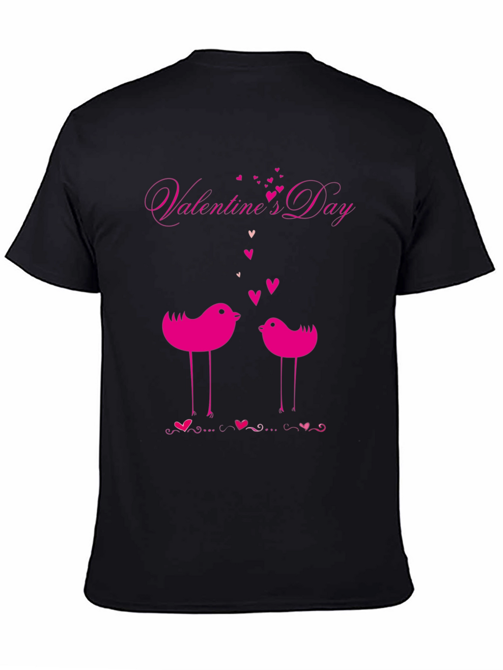 Valentines Day Birds Black T-Shirt