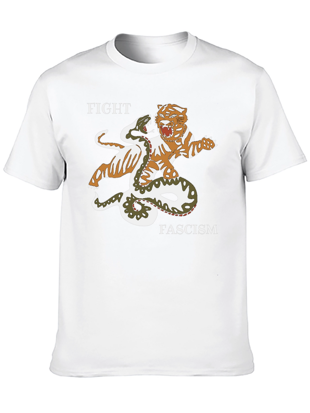 Fight Fascism Tiger vs Snake Graphic T-Shirt