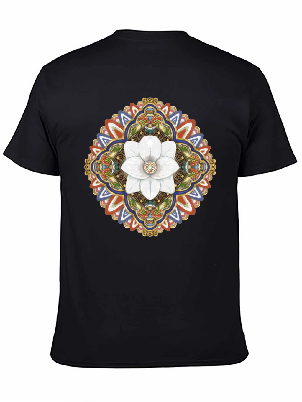 Floral Mandala Graphic T-Shirt - Black