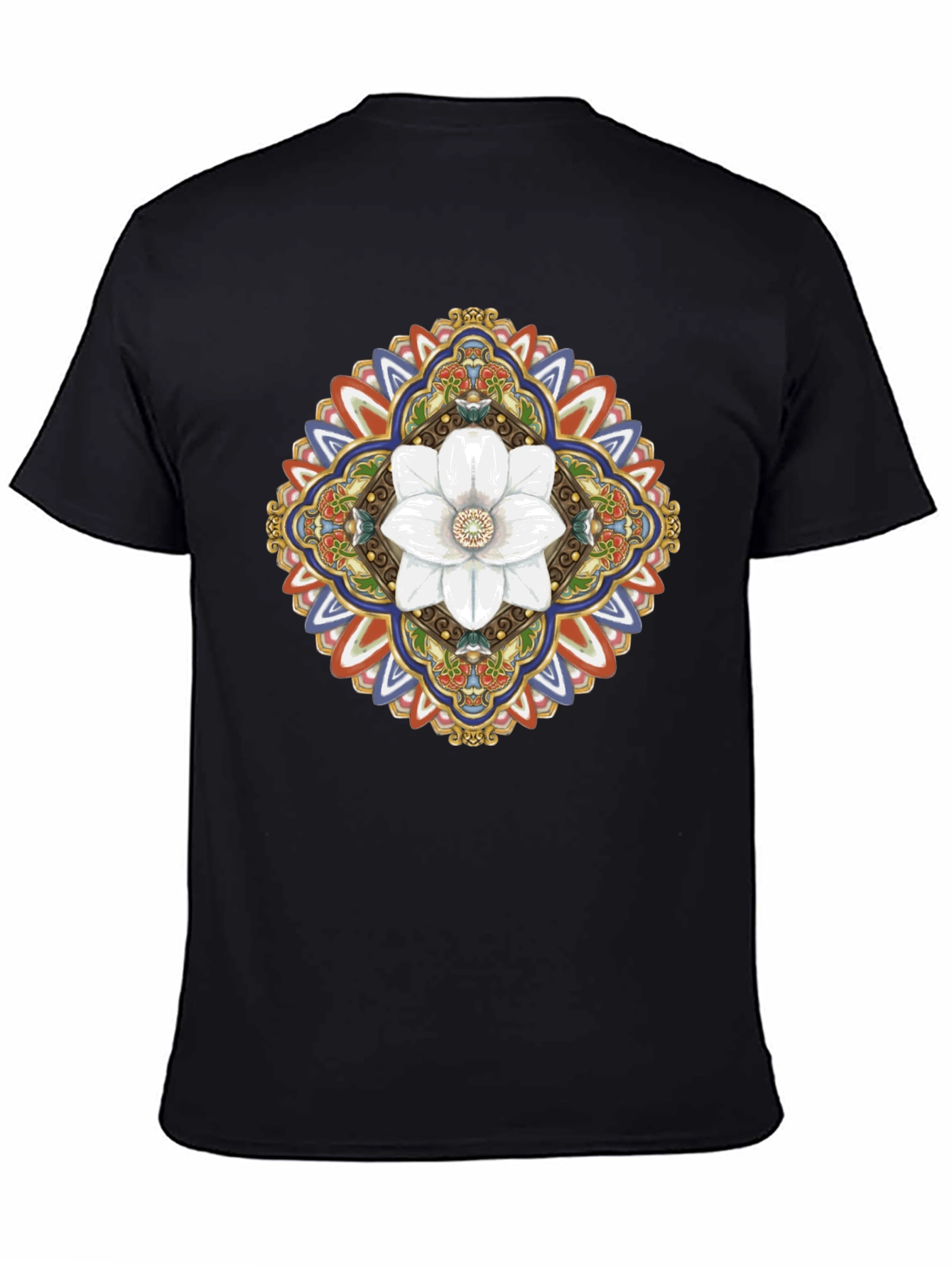 Floral Mandala Graphic T-Shirt - Black