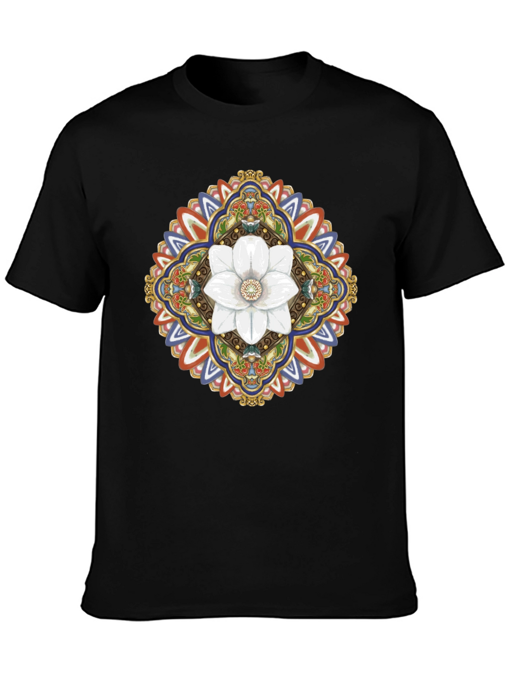 Floral Mandala Graphic T-Shirt - Black