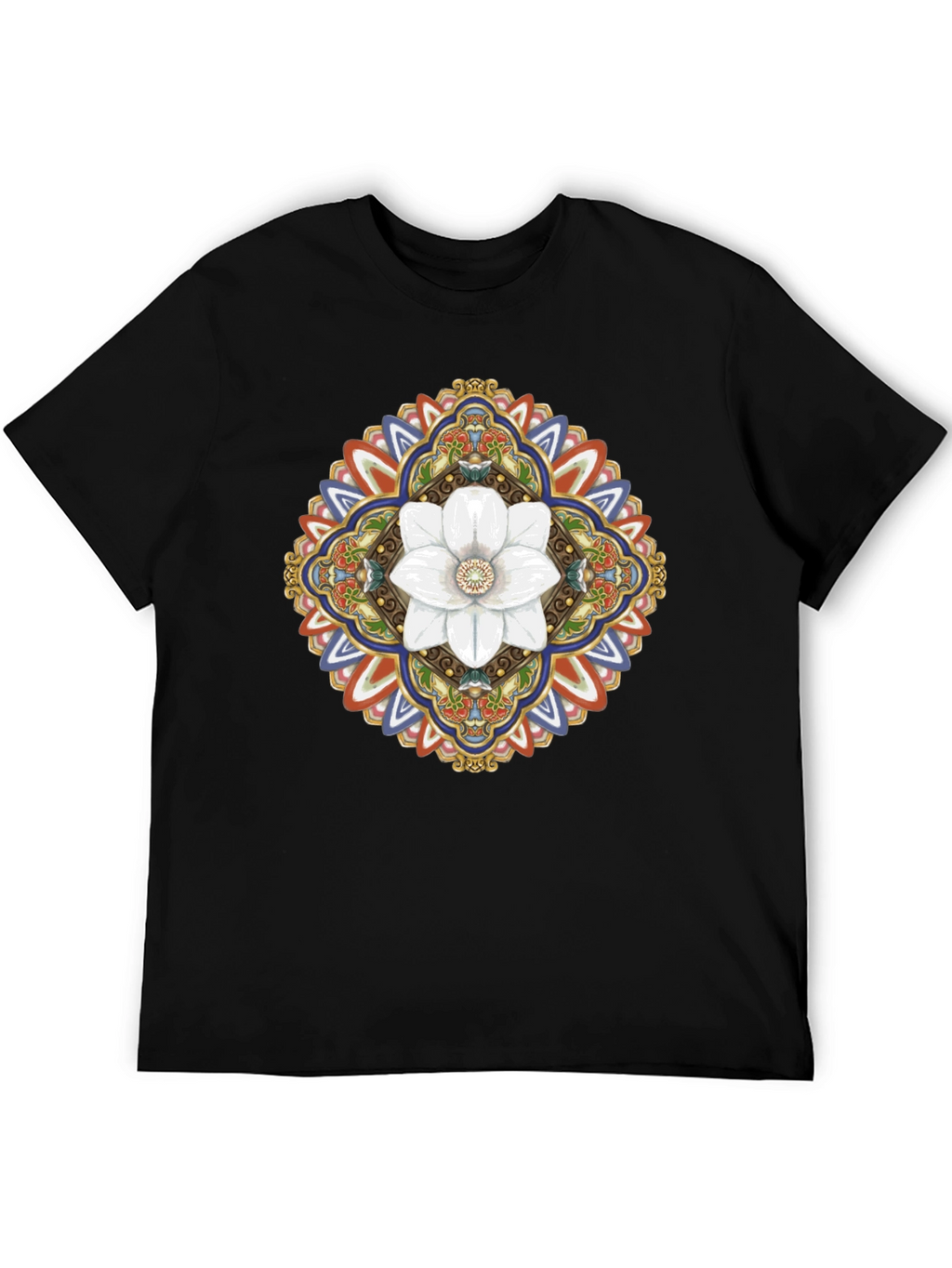 Floral Mandala Graphic T-Shirt - Black