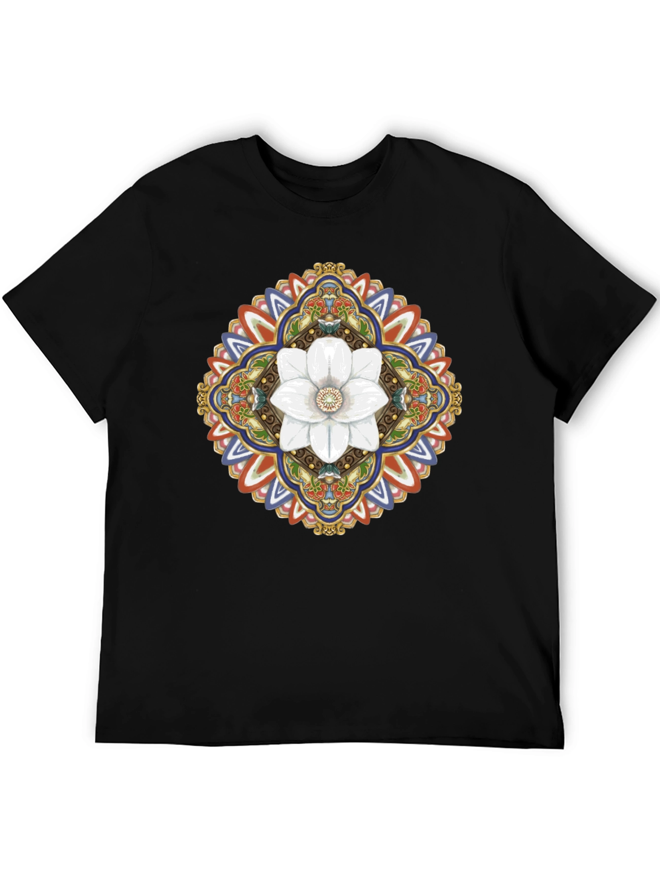 Floral Mandala Graphic T-Shirt - Black