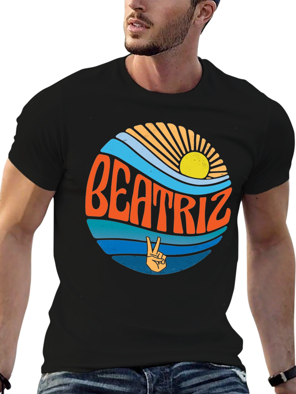 Beatriz Retro T-Shirt - Peace Sign Design