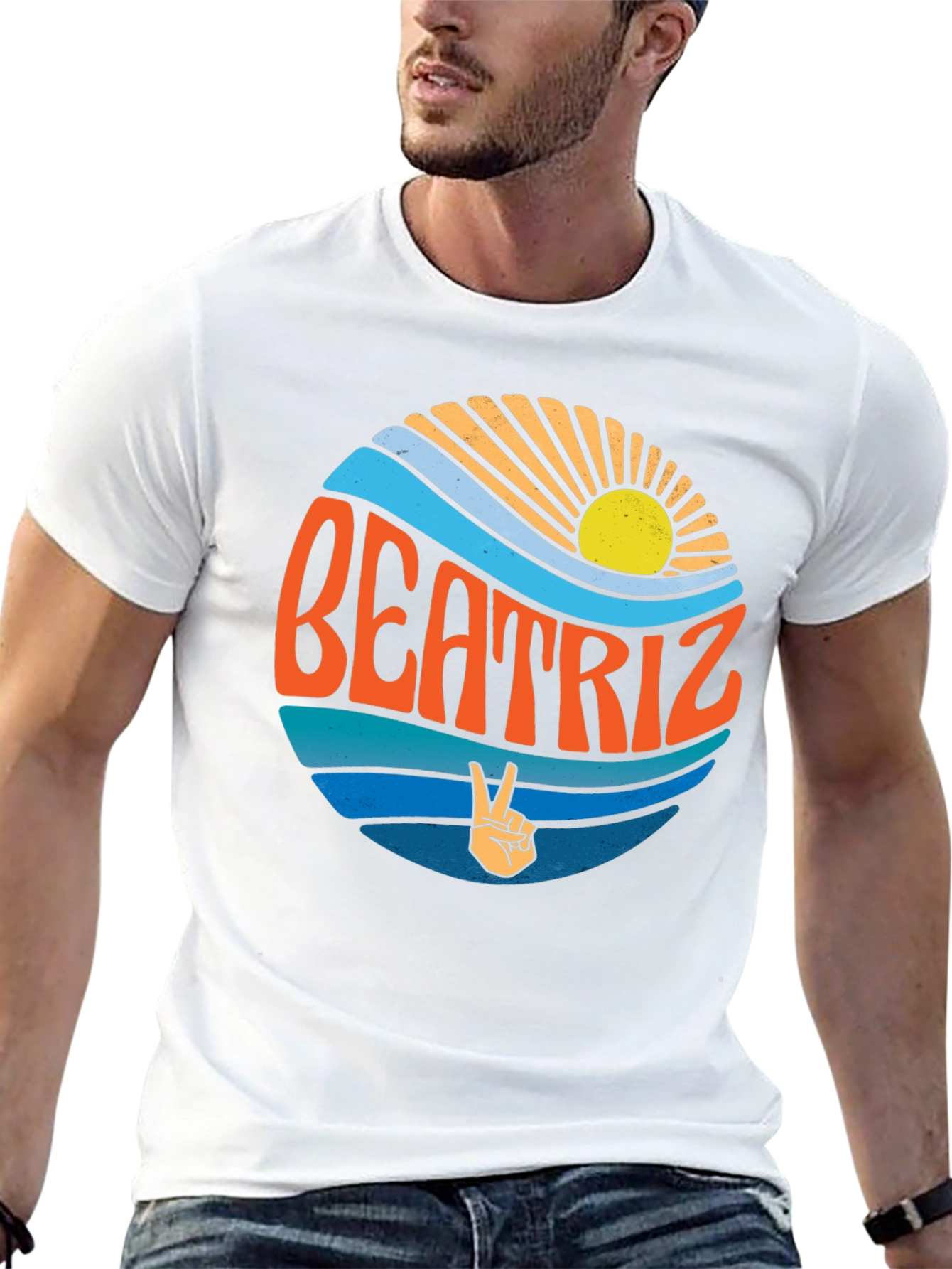 Beatriz Retro T-Shirt - Peace Sign Design