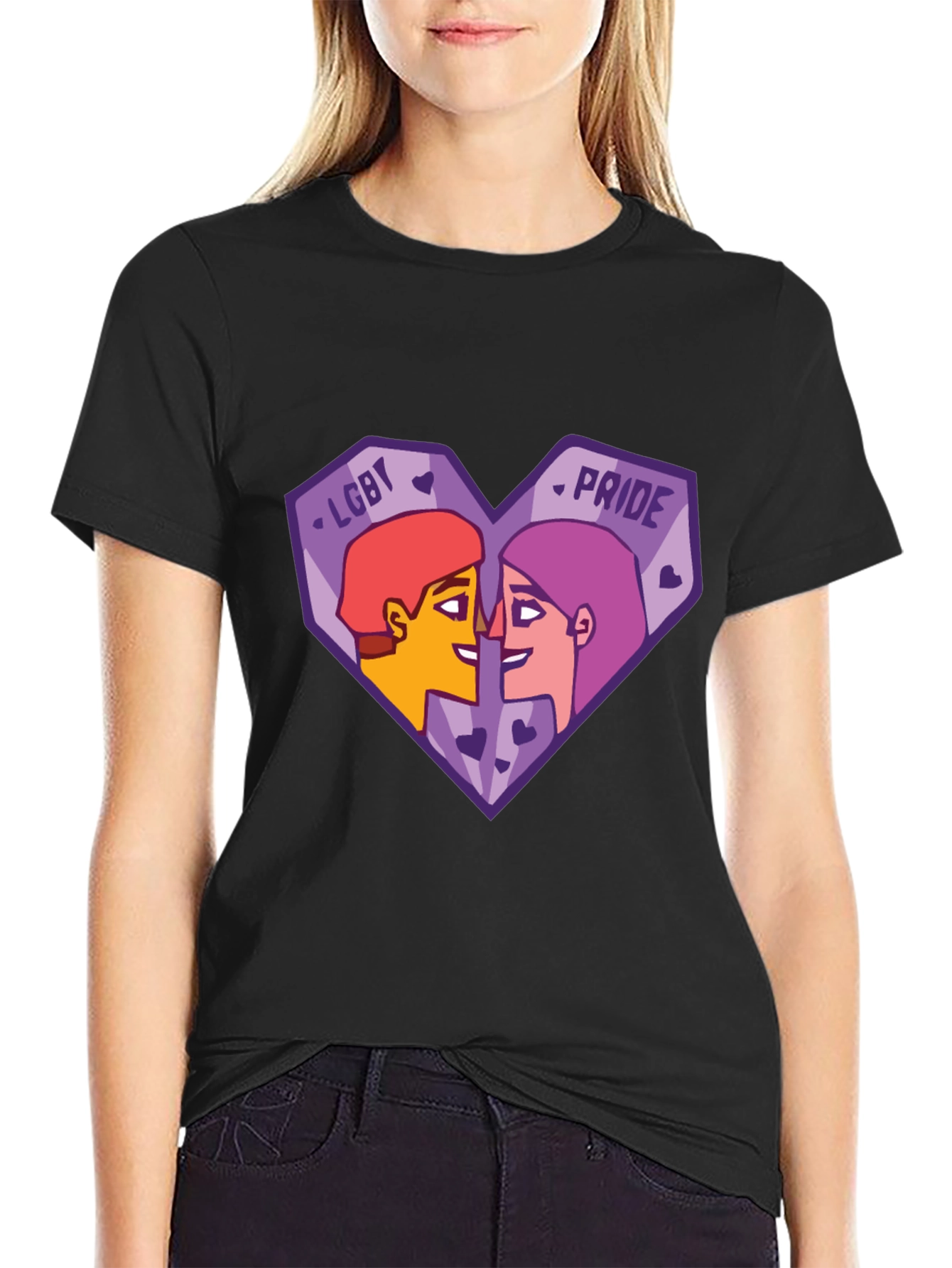 LGBT Pride Heart Graphic Tee - Black