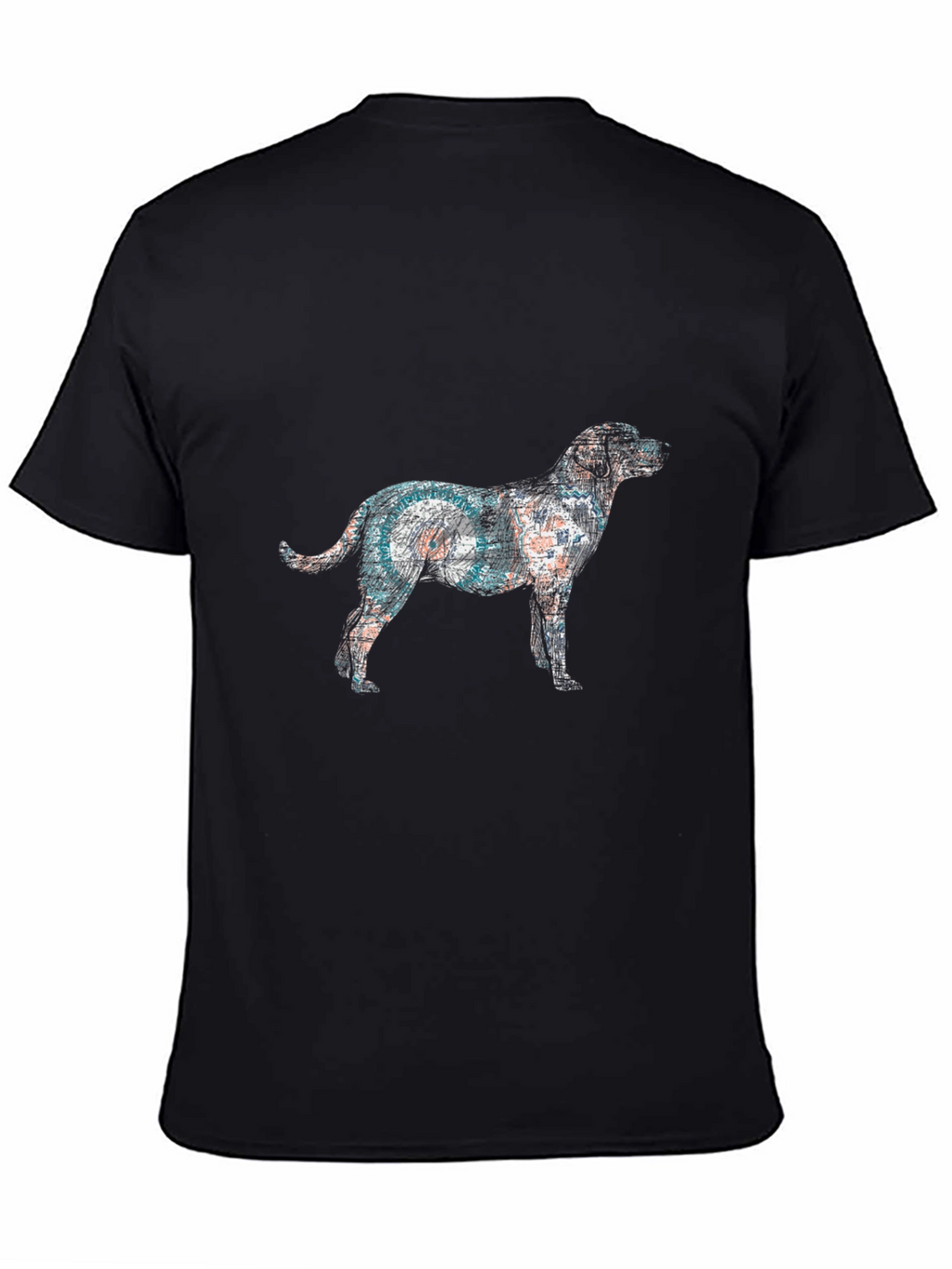 Dog Art Graphic Tee - Black Cotton Casual T-Shirt