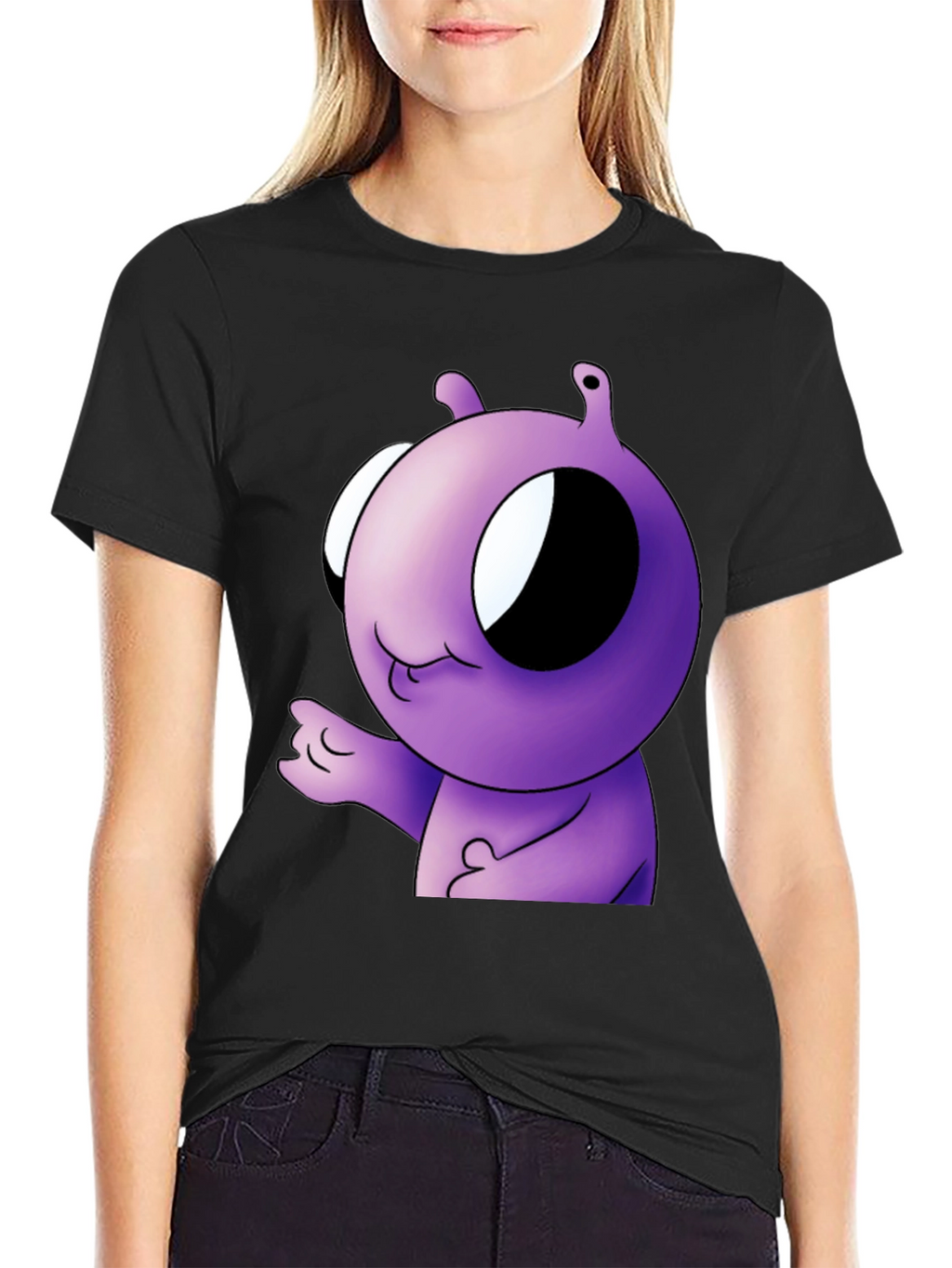 Purple Alien Cartoon Graphic T-Shirt