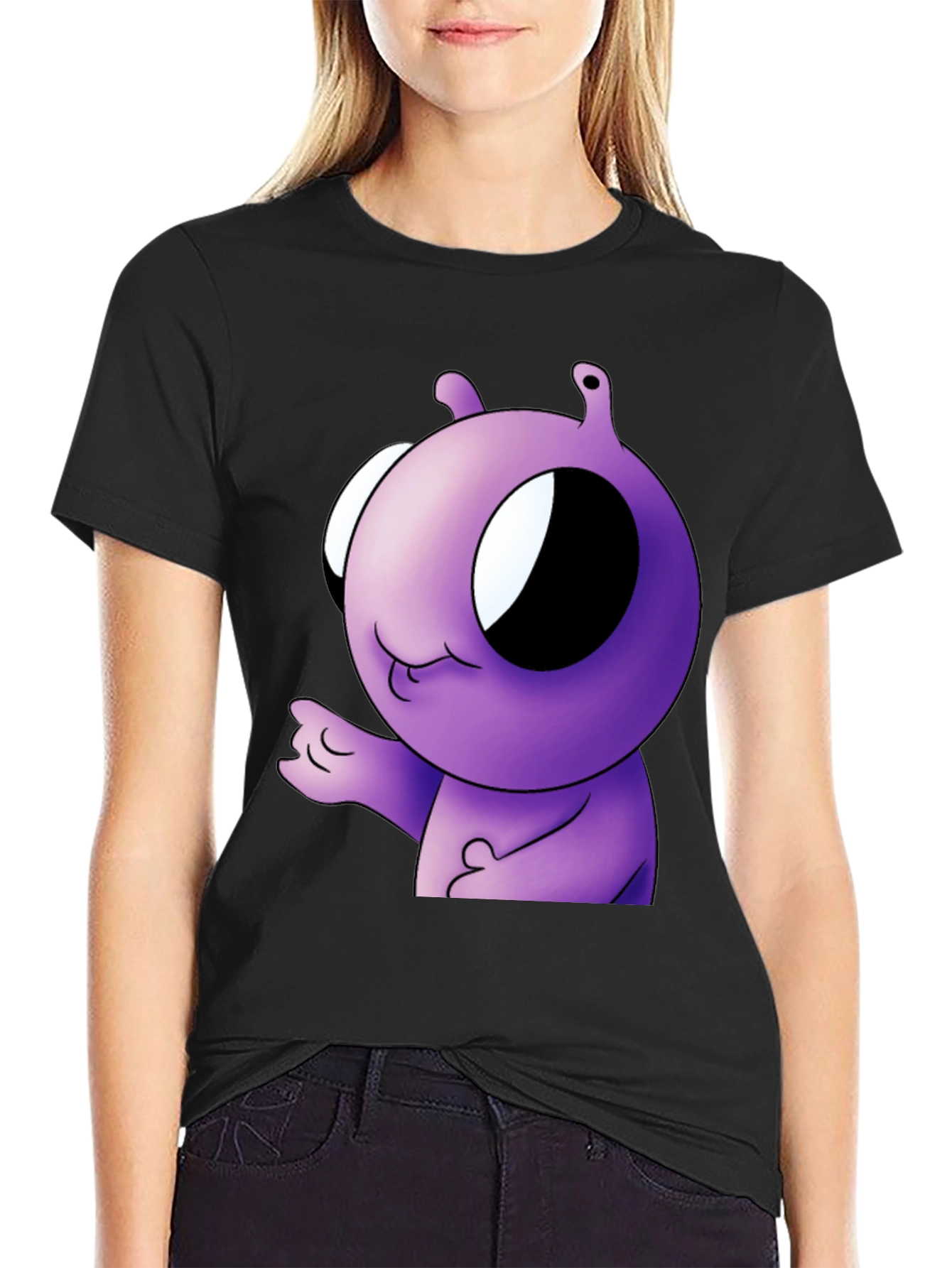Purple Alien Cartoon Graphic T-Shirt