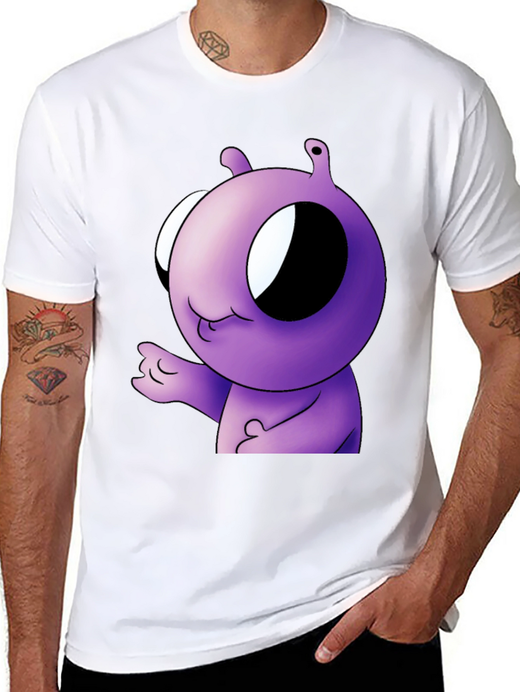 Purple Alien Cartoon Graphic T-Shirt