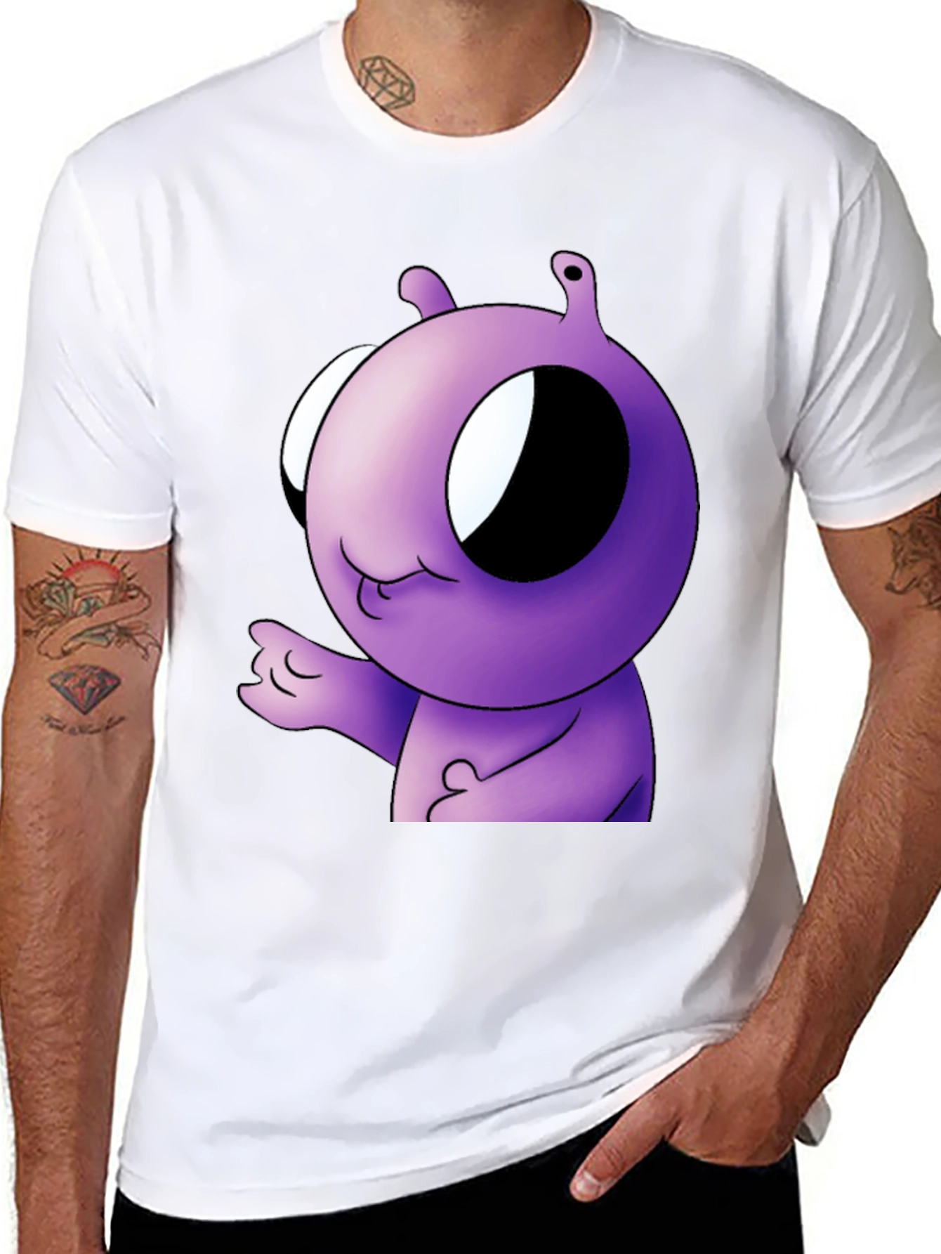 Purple Alien Cartoon Graphic T-Shirt