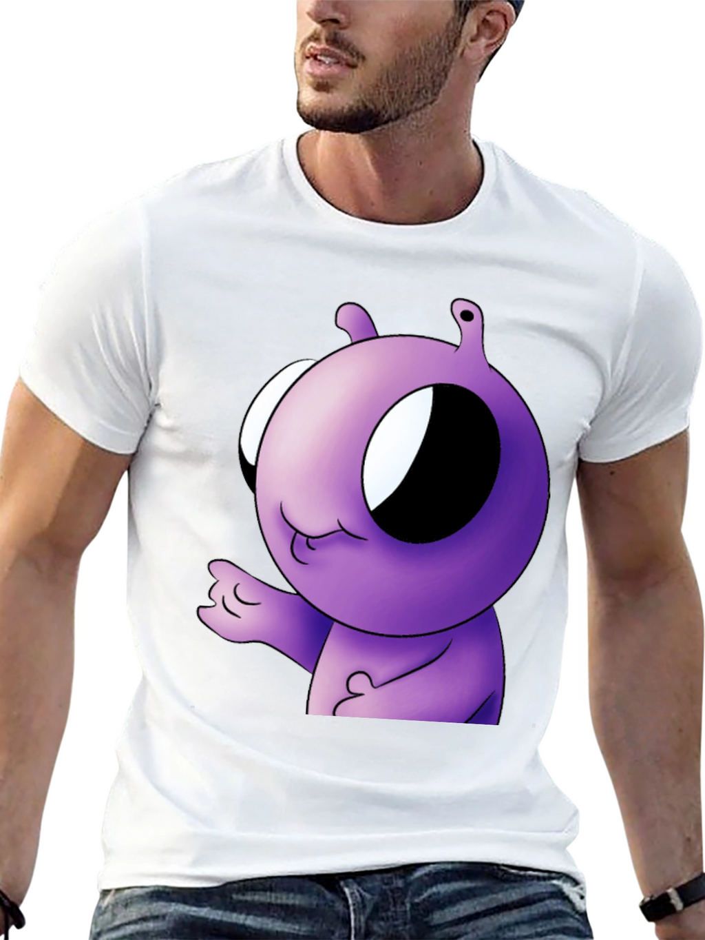 Purple Alien Cartoon Graphic T-Shirt