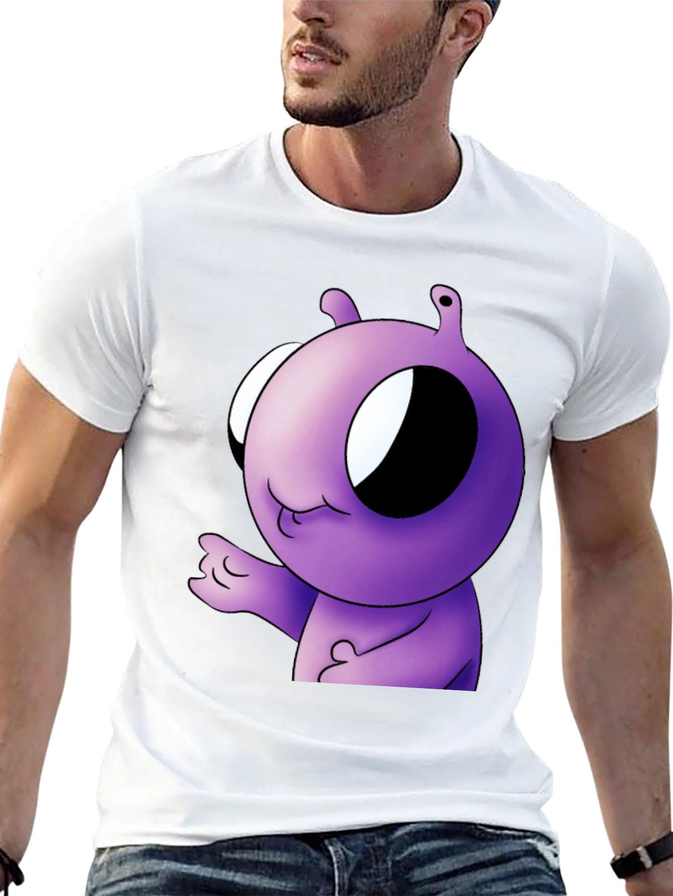 Purple Alien Cartoon Graphic T-Shirt