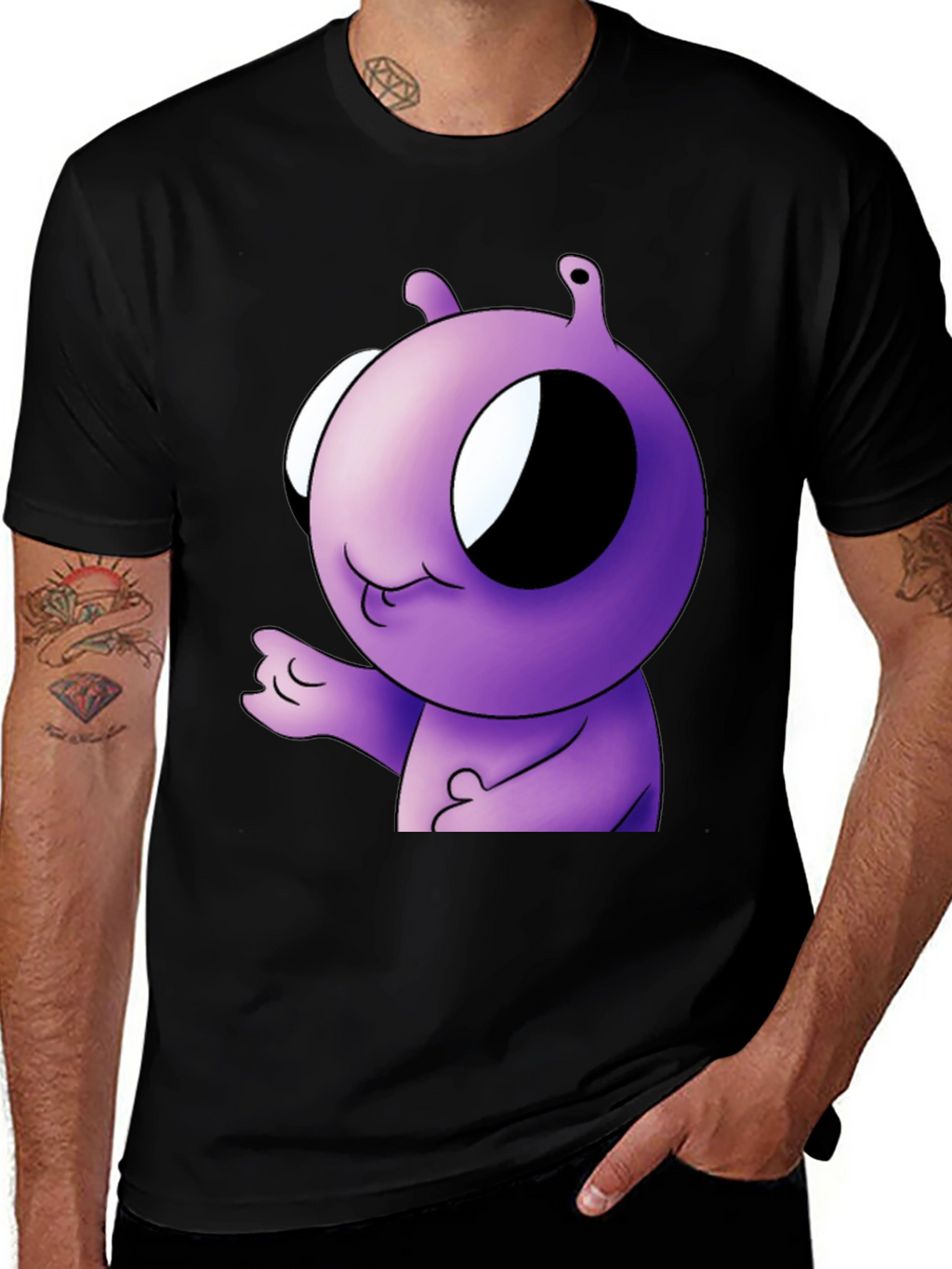 Purple Alien Cartoon Graphic T-Shirt