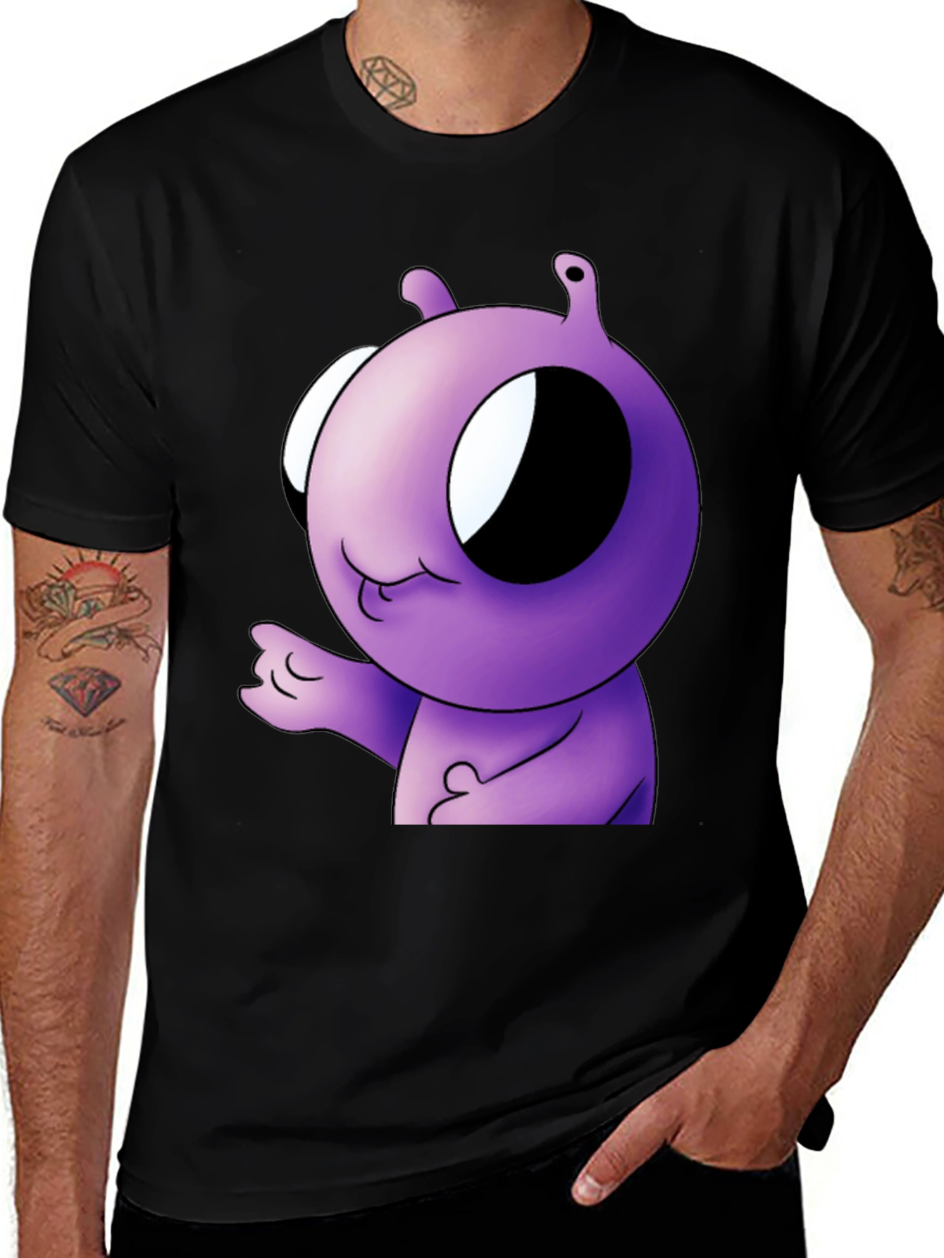 Purple Alien Cartoon Graphic T-Shirt