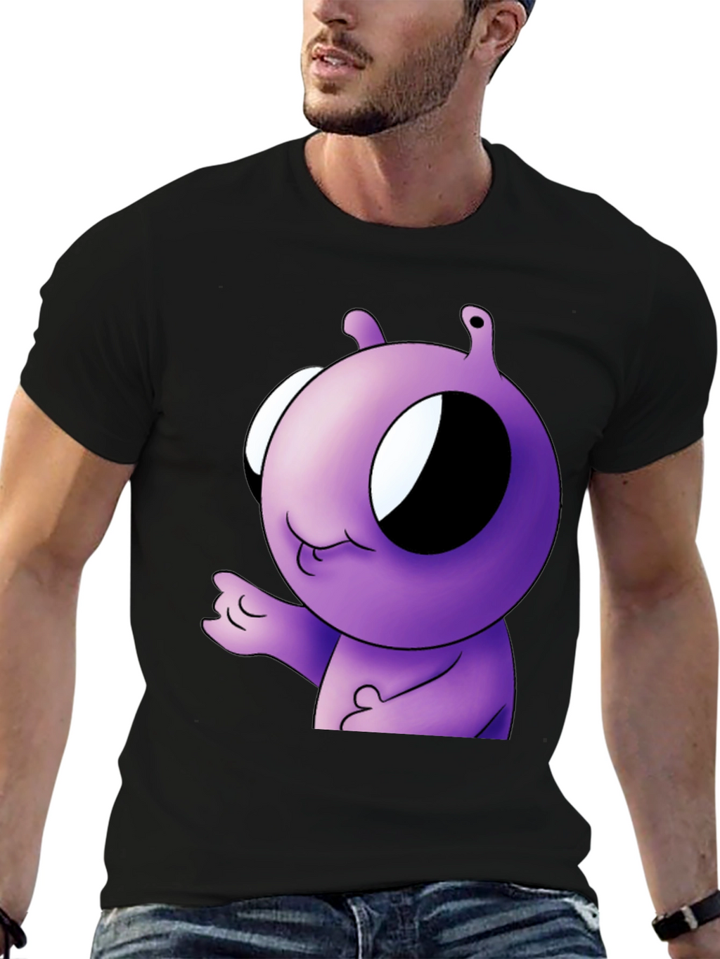 Purple Alien Cartoon Graphic T-Shirt