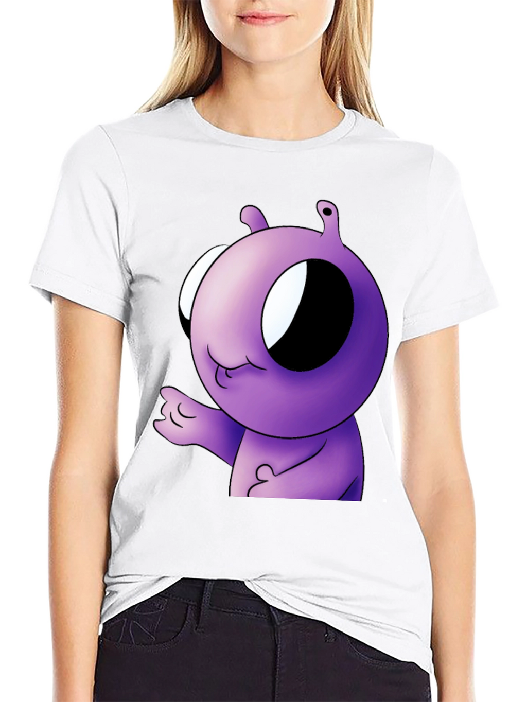 Purple Alien Cartoon Graphic T-Shirt