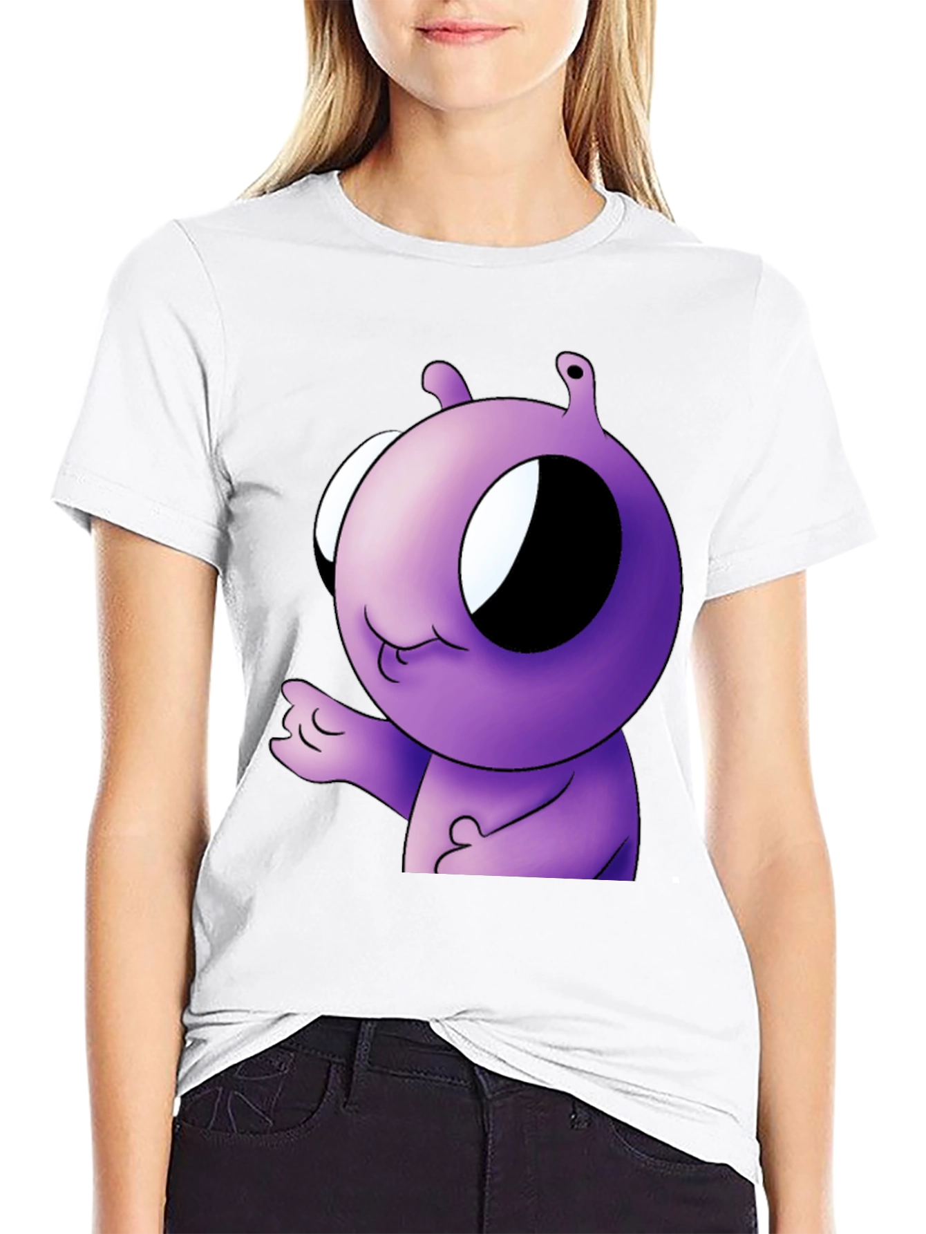 Purple Alien Cartoon Graphic T-Shirt