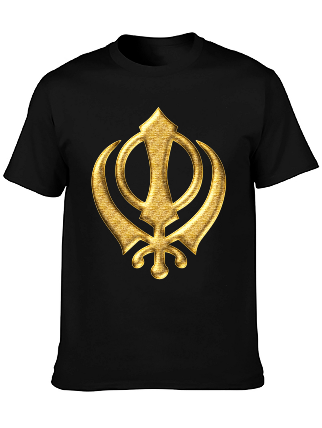 Golden Sikh Symbol T-Shirt - Black Cotton Blend