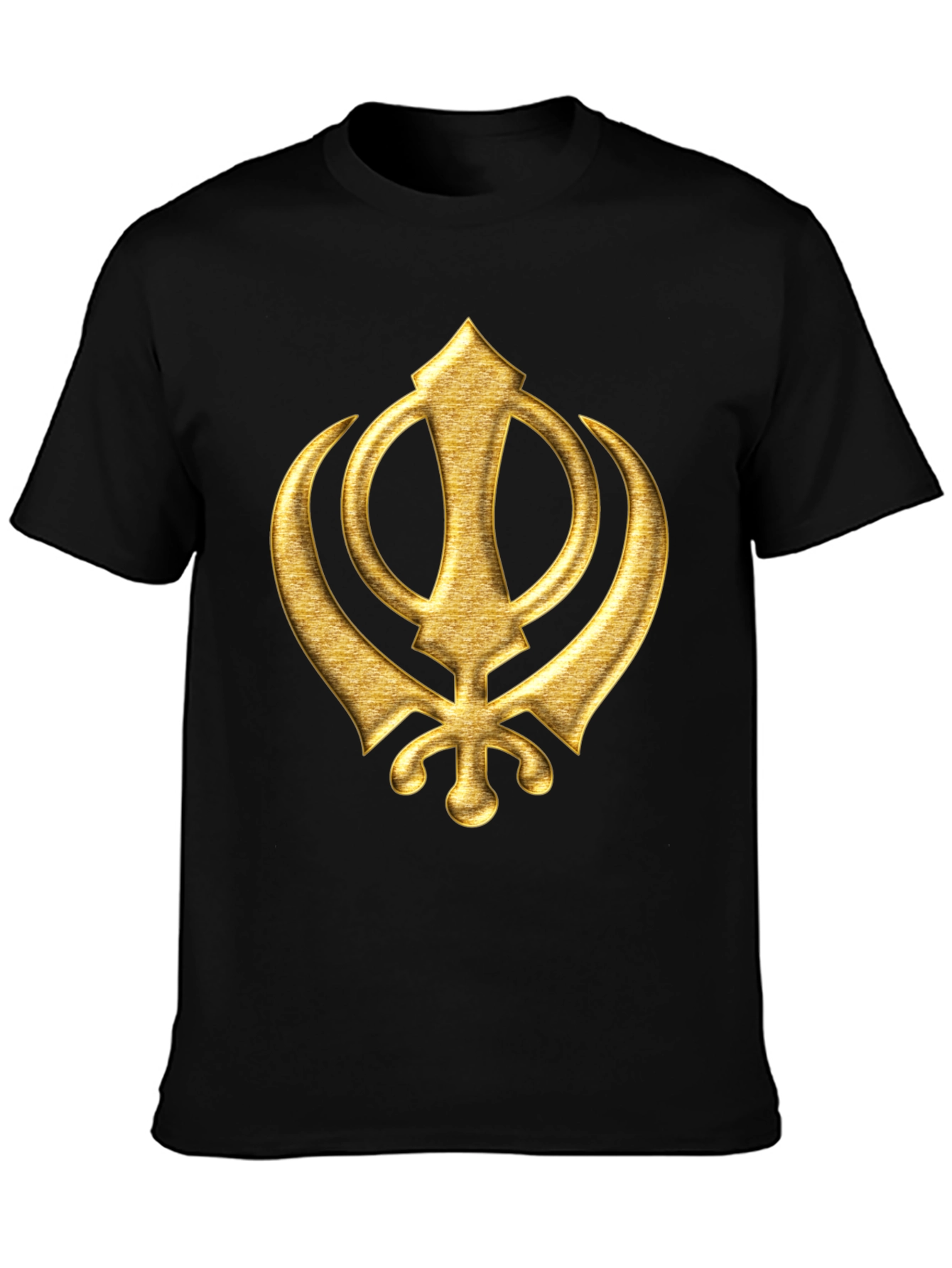 Golden Sikh Symbol T-Shirt - Black Cotton Blend