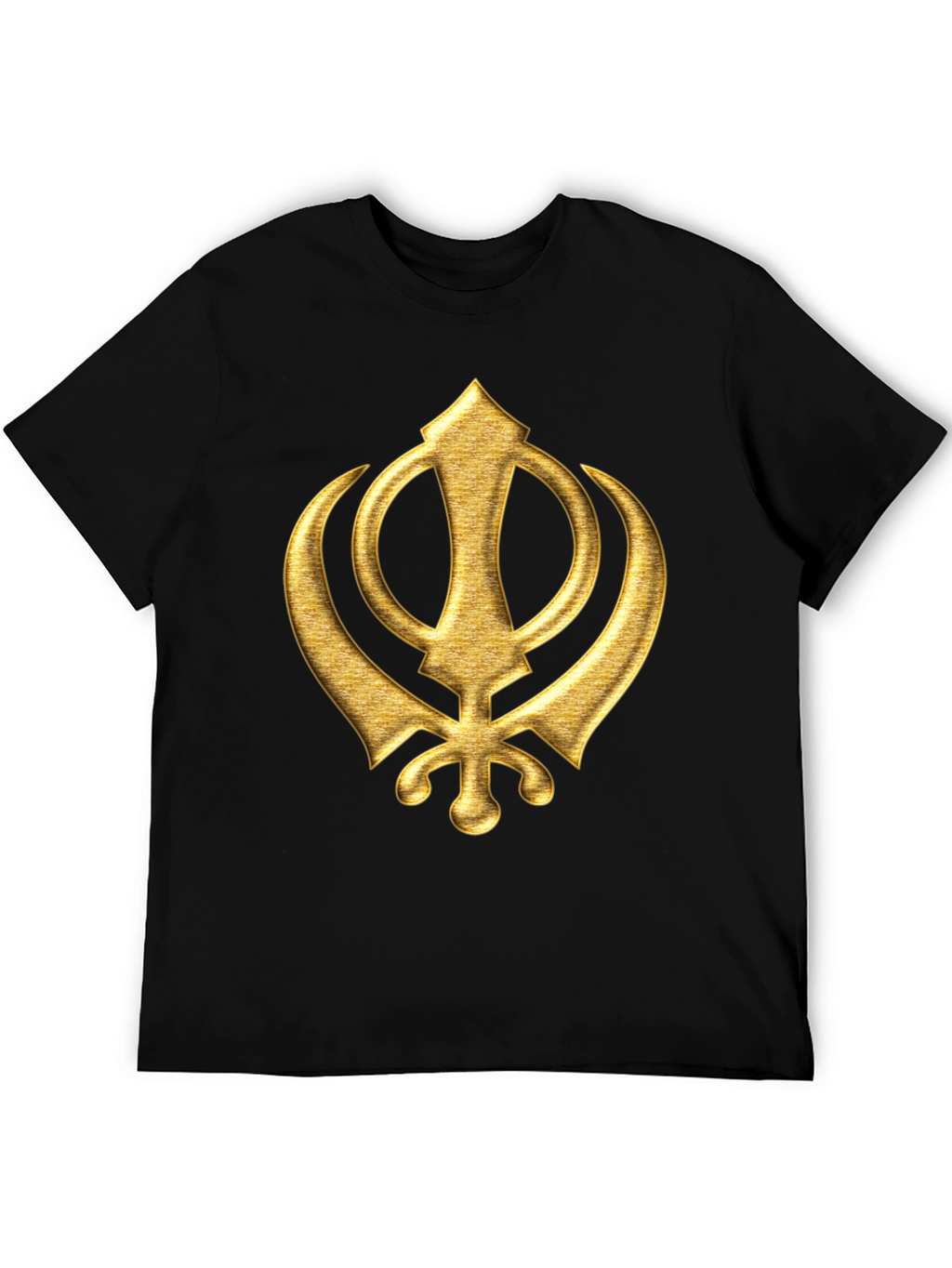 Golden Sikh Symbol T-Shirt - Black Cotton Blend