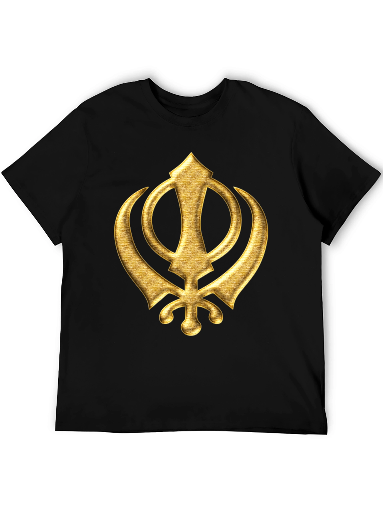Golden Sikh Symbol T-Shirt - Black Cotton Blend