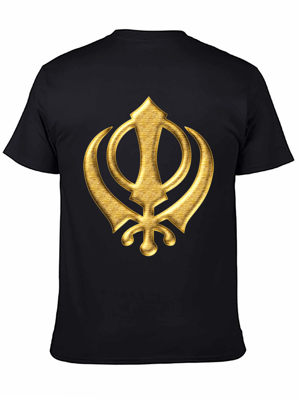 Golden Sikh Symbol T-Shirt - Black Cotton Blend