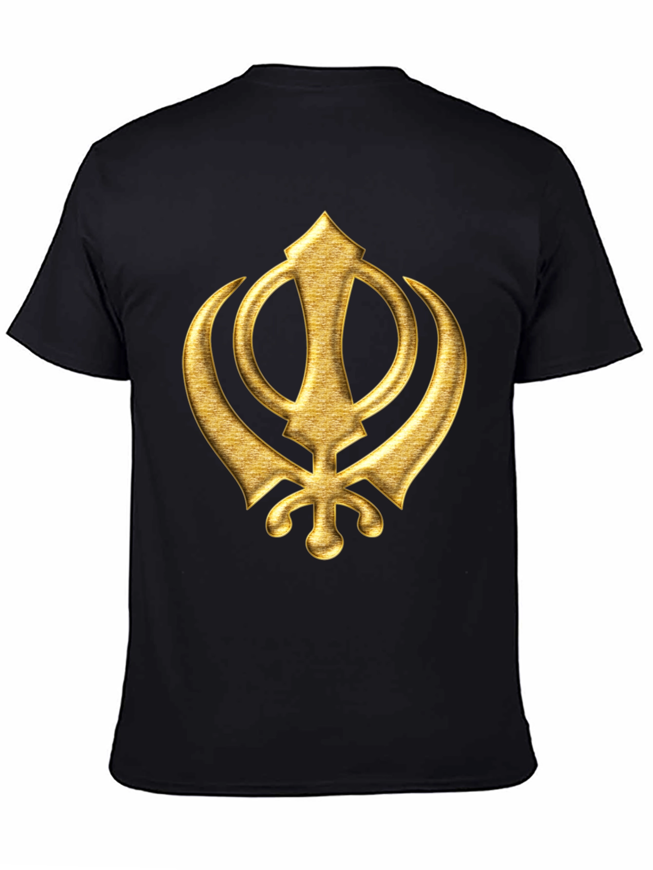 Golden Sikh Symbol T-Shirt - Black Cotton Blend