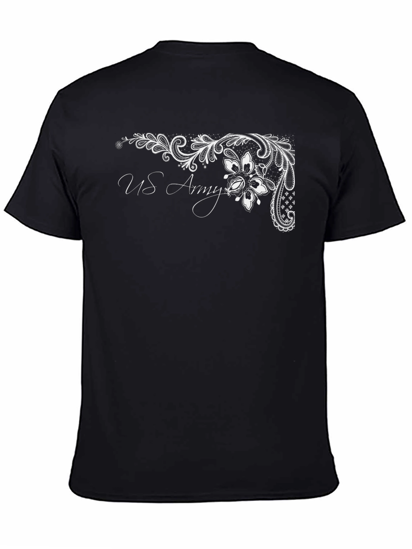 US Army Floral Graphic Tee - Black Casual T-Shirt