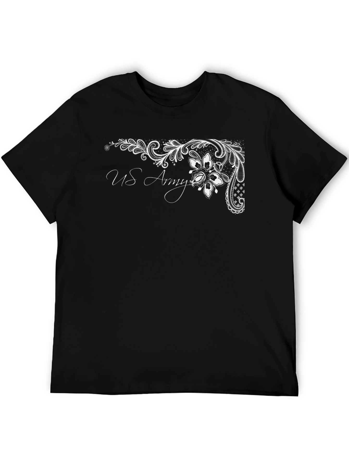 US Army Floral Graphic Tee - Black Casual T-Shirt