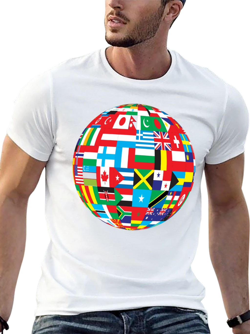 Global Flags Graphic Black T-Shirt