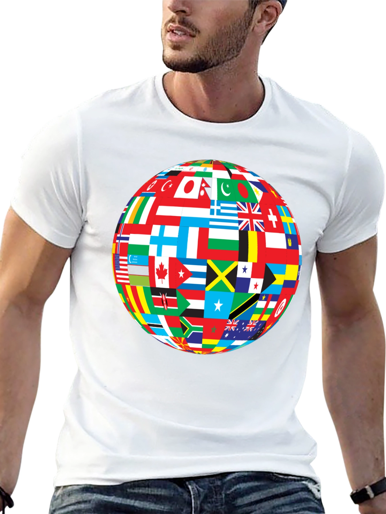 Global Flags Graphic Black T-Shirt